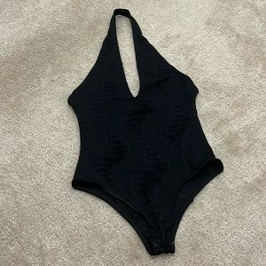 Black sexy halter-top Bodysuit